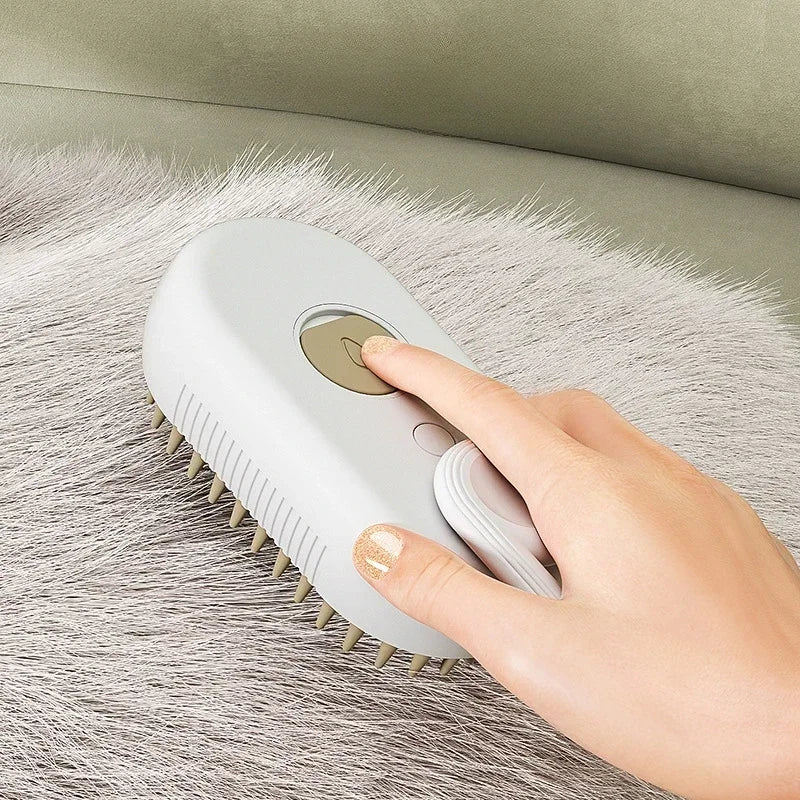 Brosse Vapeur 3-en-1 pour Chien & Chat – Massage, Démêlage & Anti-Poils