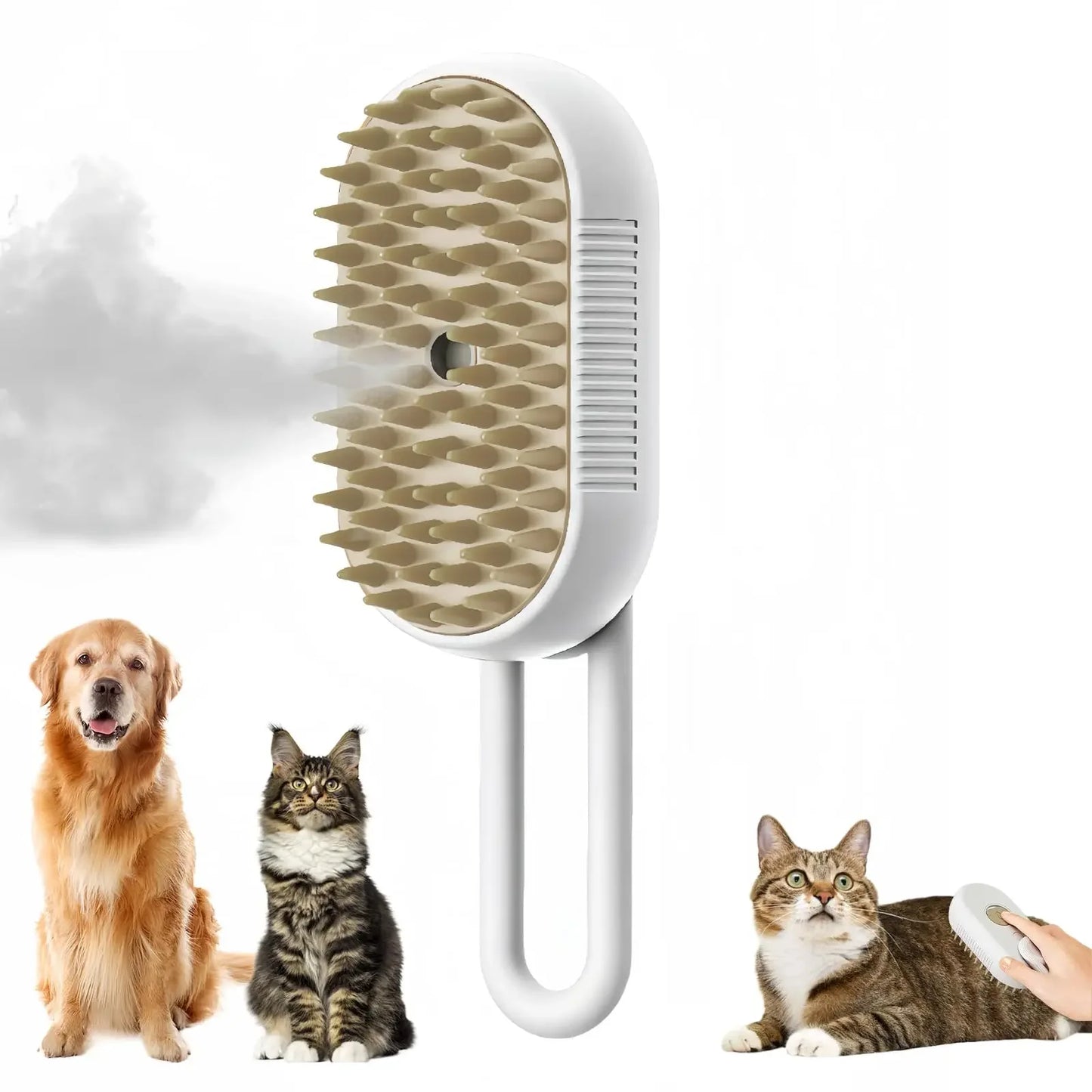 Brosse Vapeur 3-en-1 pour Chien & Chat – Massage, Démêlage & Anti-Poils