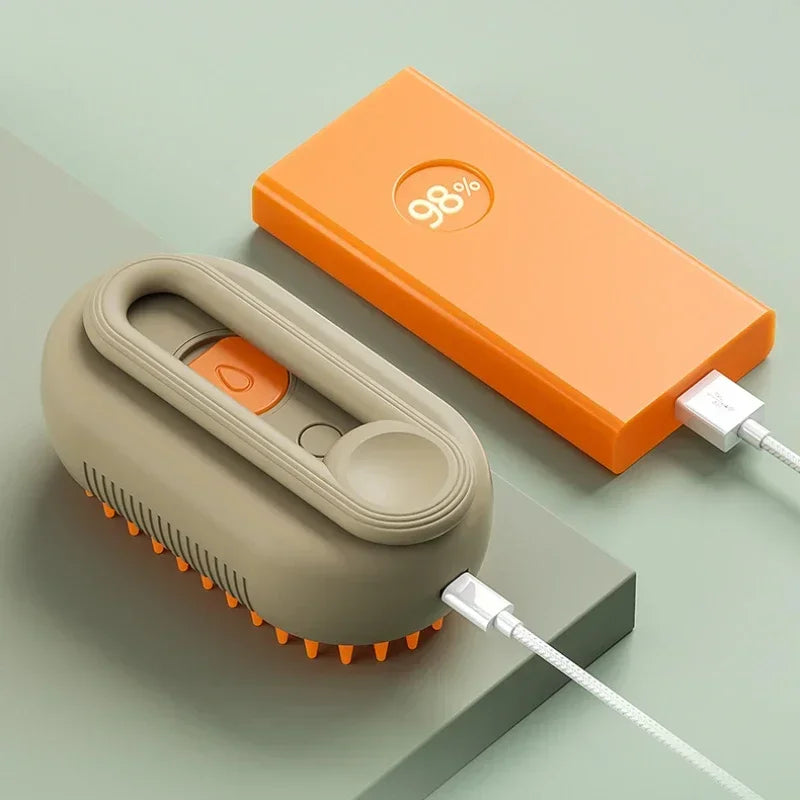 Brosse Vapeur 3-en-1 pour Chien & Chat – Massage, Démêlage & Anti-Poils