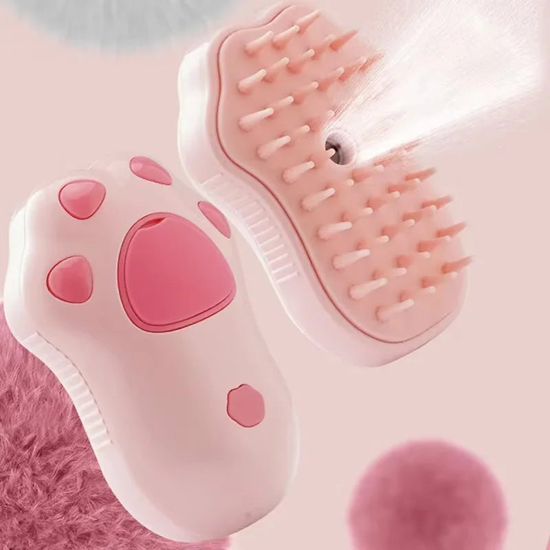 Brosse de Toilettage Vapeur 3-en-1 pour Chat & Chien – Anti-Poils, Massante & Rechargeable