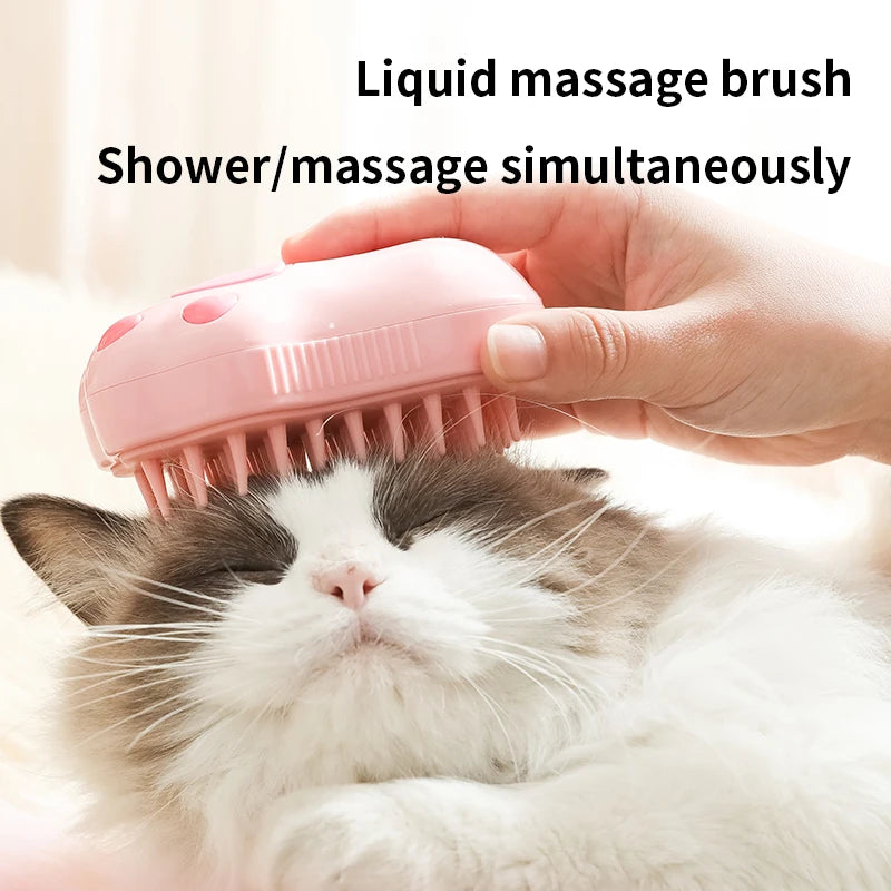 Brosse de Toilettage Vapeur 3-en-1 pour Chat & Chien – Anti-Poils, Massante & Rechargeable