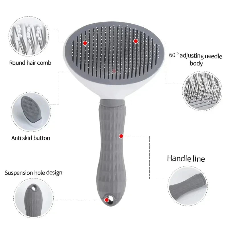 Brosse Auto-Nettoyante Anti-Poils 2-en-1