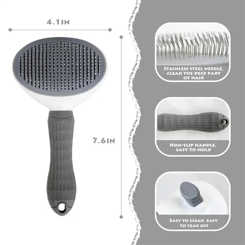 Brosse Auto-Nettoyante Anti-Poils 2-en-1