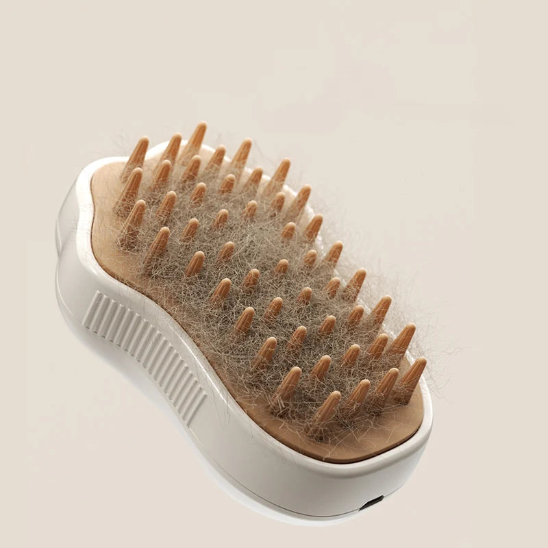 Brosse de Toilettage Vapeur 3-en-1 pour Chat & Chien – Anti-Poils, Massante & Rechargeable