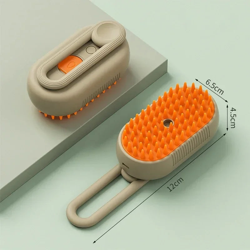 Brosse Vapeur 3-en-1 pour Chien & Chat – Massage, Démêlage & Anti-Poils
