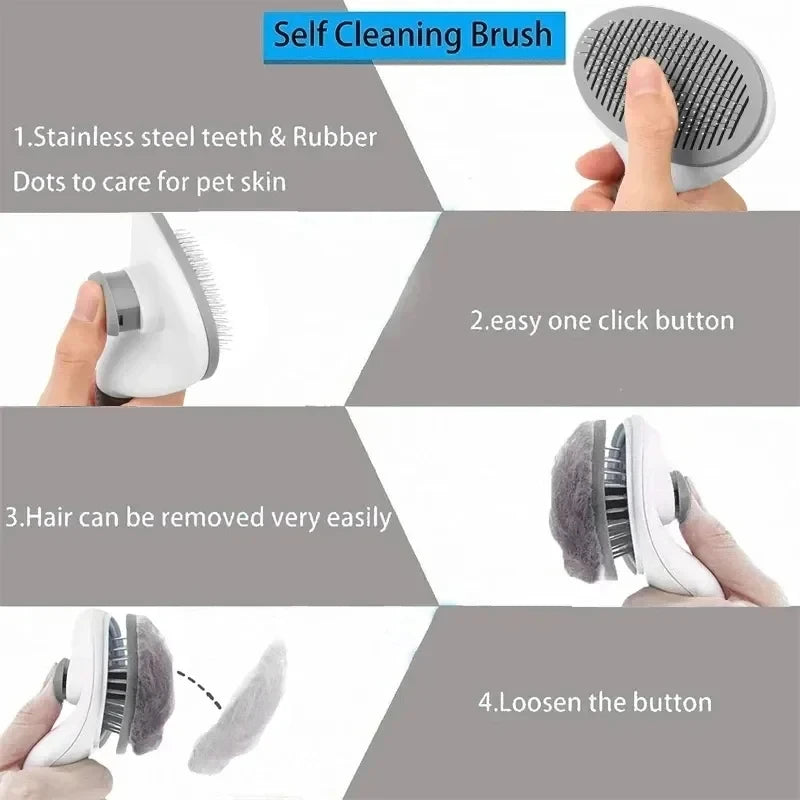 Brosse Auto-Nettoyante Anti-Poils 2-en-1